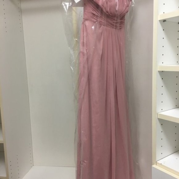 David's Bridal Chiffon Dress With Pleated Bodice - Picture 4 of 4